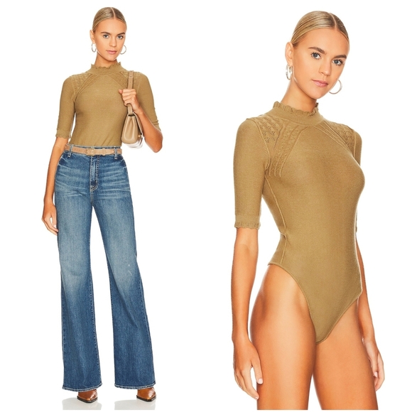 NWT Free People Revolve Winter Warmer Solid Bodysuit in Tropical Nut Small - Picture 1 of 9